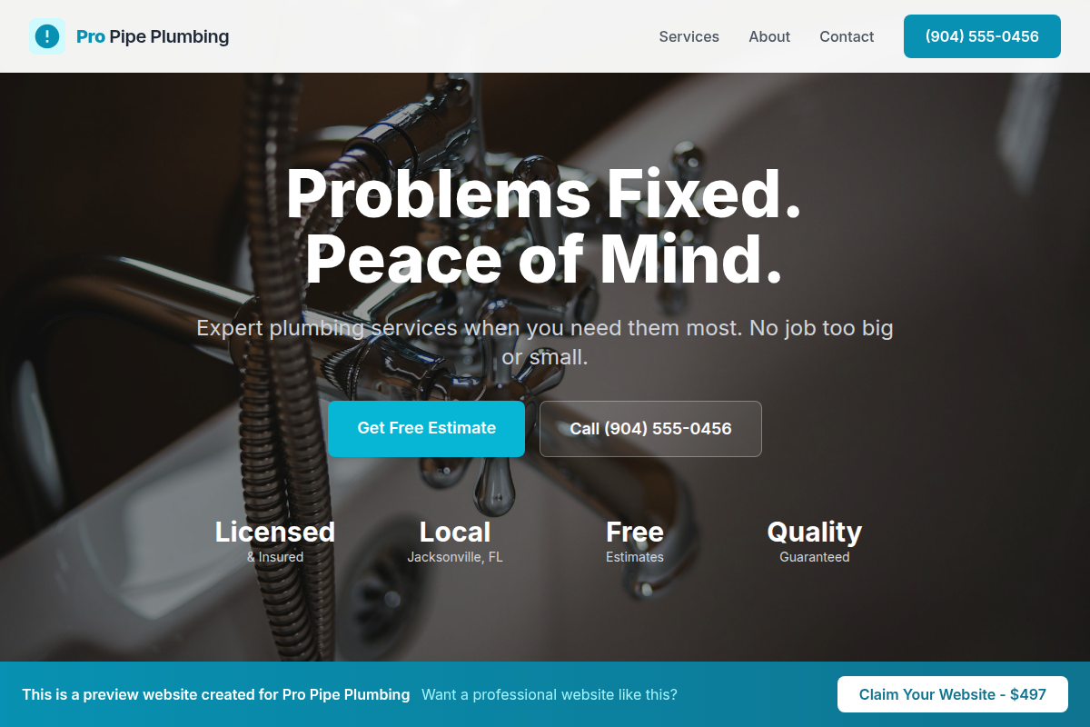 Website Preview - Pro Pipe Plumbing