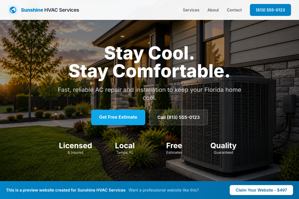Website Preview - Sunshine HVAC Services